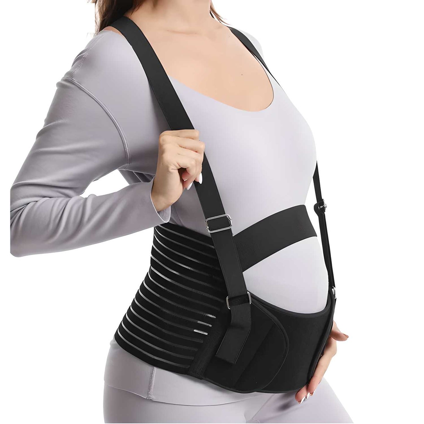 Pregnancy Belly Support Band with Adjustable Straps - Black
