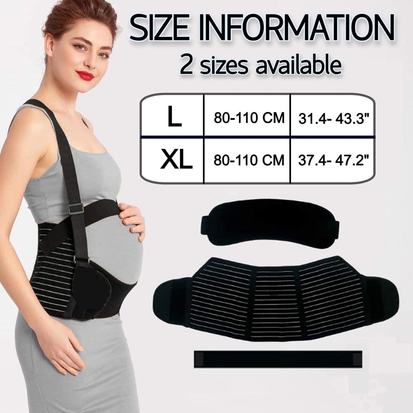 Pregnancy Belly Support Band with Adjustable Straps - Black