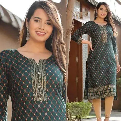 Elegant Printed Straight Rayon Kurti