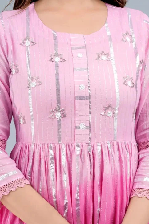 Tie-Dye Pink Anarkali Kurti