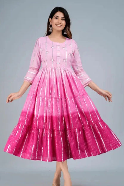 Tie-Dye Pink Anarkali Kurti