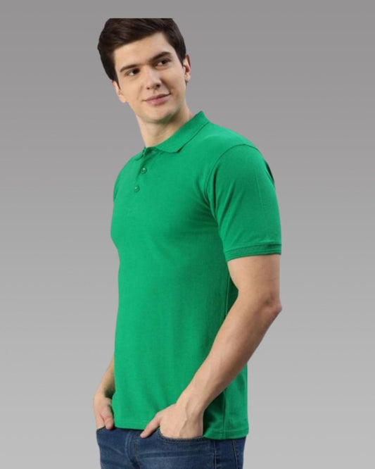 Cotton Blend Solid Half Sleeves Polo T-Shirt