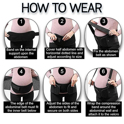 Pregnancy Belly Support Band with Adjustable Straps - Black