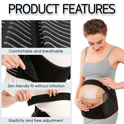 Pregnancy Belly Support Band with Adjustable Straps - Black