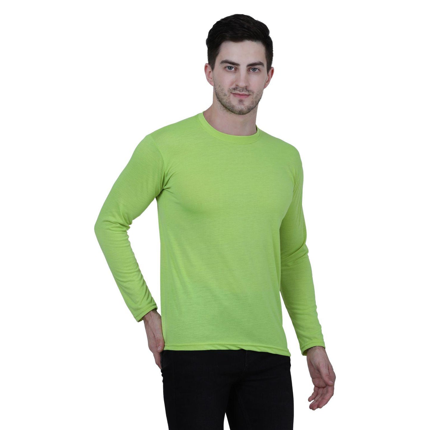 Cotton Blend Solid Full Sleeves T-Shirt