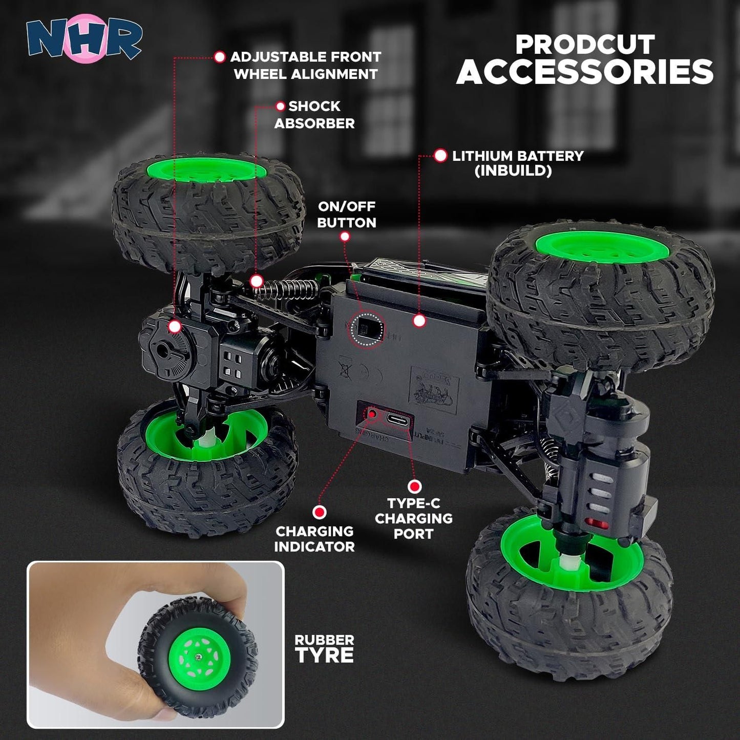 Rechargeable Rock Crawling 2WD 2.4 GHz Monster Truck, 4x4 Rally Car Remote Control Monster Truck