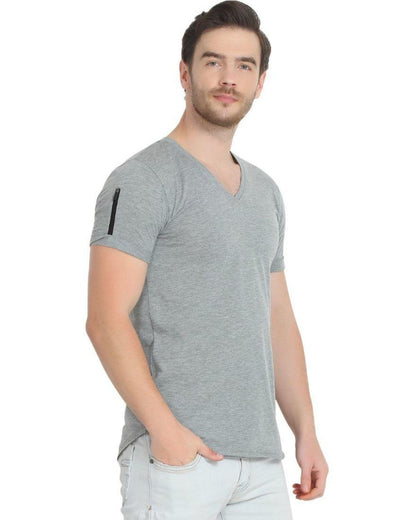 Cotton Blend Solid Half Sleeves Stylish Neck Mens T-Shirt Pack Of 3