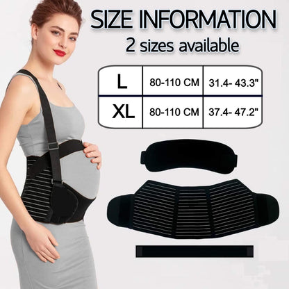 Pregnancy Belly Support Band with Adjustable Straps - Black