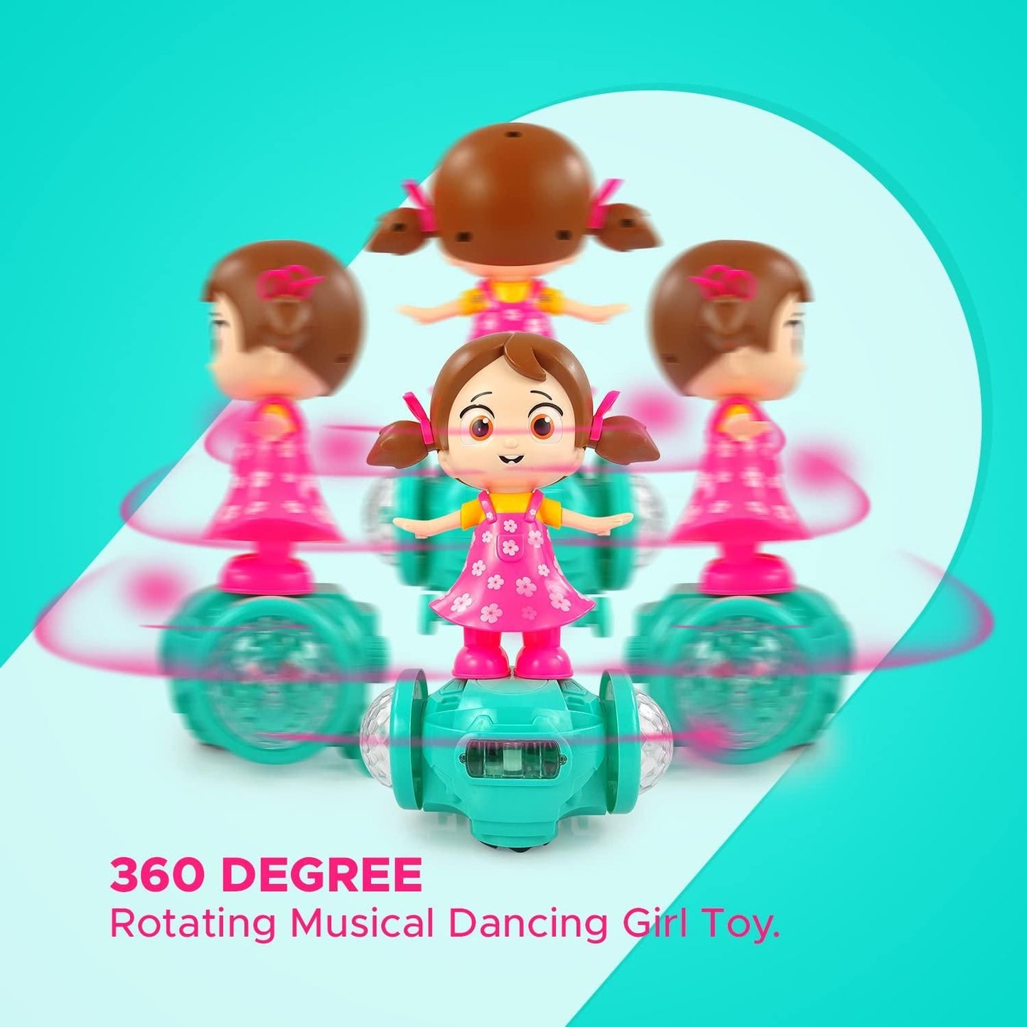 360 Degree Rotating Musical Dancing Girl with 5D Light & Musical Sound Multicolor