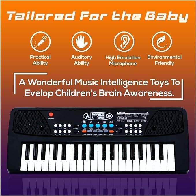 Piano Keyboard Toy with Microphone | USB Power Cable and Sound Recording Function