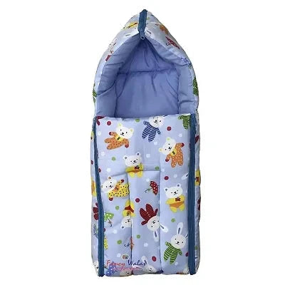 New Born Baby Cotton Fabric Hooded Blanket Cum Wrapping Sleeping Bag