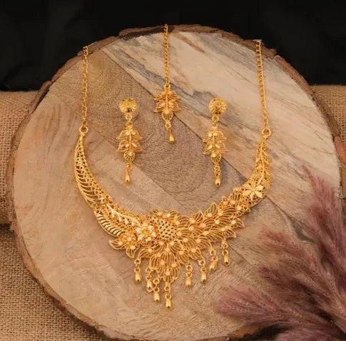 Elegant Gold-Plated Alloy Necklace Set for Women