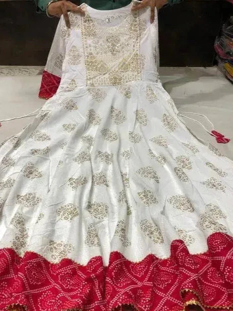 Superior White Embroidered Anarkali Kurti for Girls