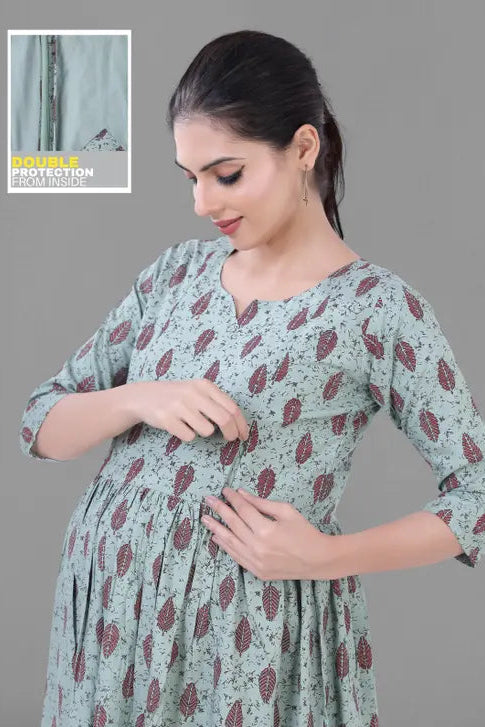 Chic Cotton Maternity Feeding Kurti with Zippers