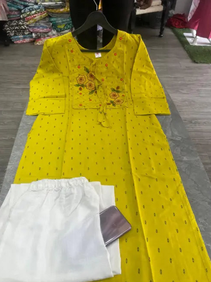 Elegant Embroidered Rayon Kurti with Palazzo Set