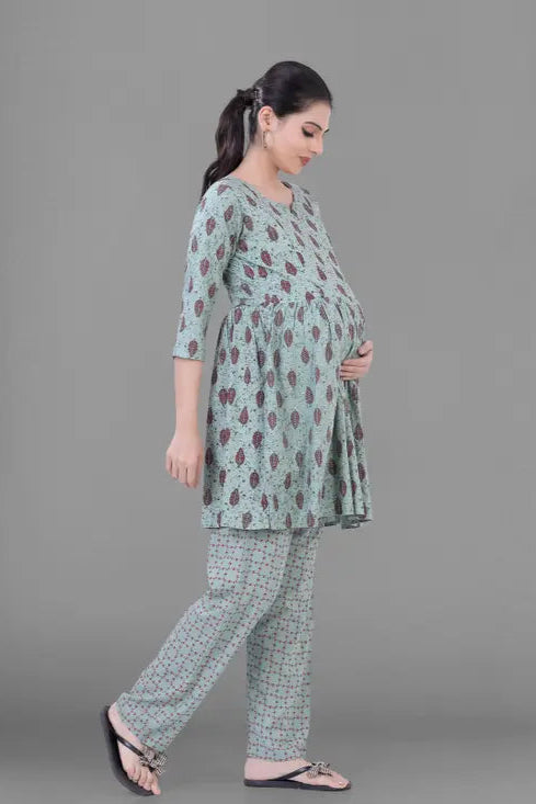 Chic Cotton Maternity Feeding Kurti with Zippers