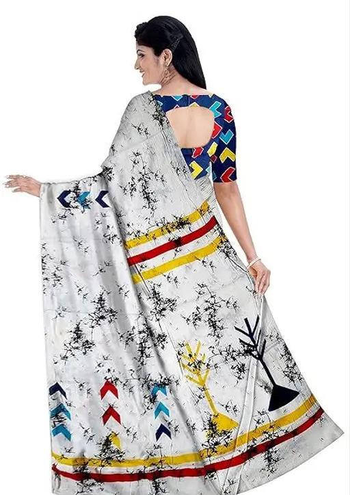 Jaipuri Hand Block Printed Soft Cotton Mulmul Saree with Attached Blouse Piece