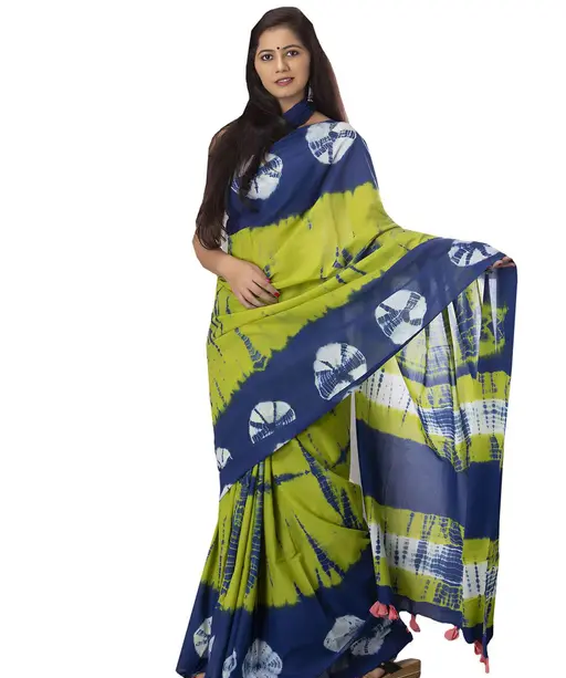 Jaipuri Hand Block Printed Soft Cotton Mulmul Saree with Attached Blouse Piece