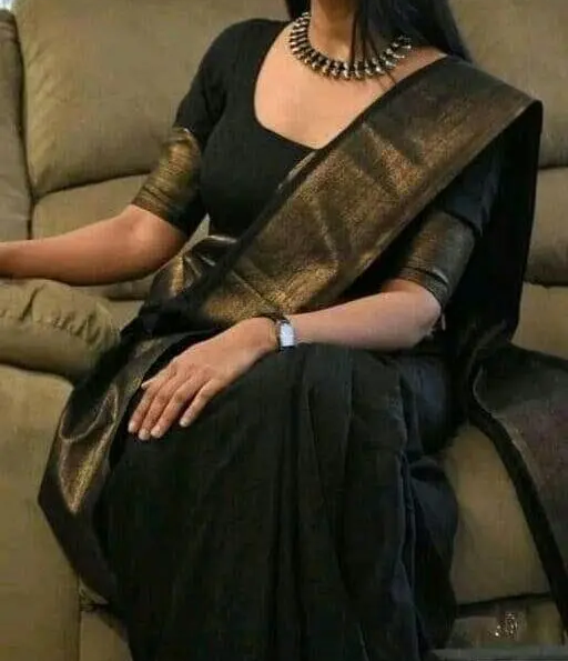 Cotton Black Saree with Blouse