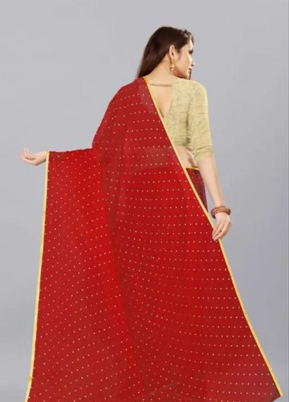 Foil Printed Chiffon Silk Saree