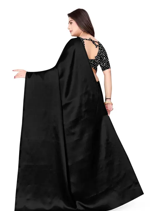 Satin Silk Black Sequinned Saree with Blouse