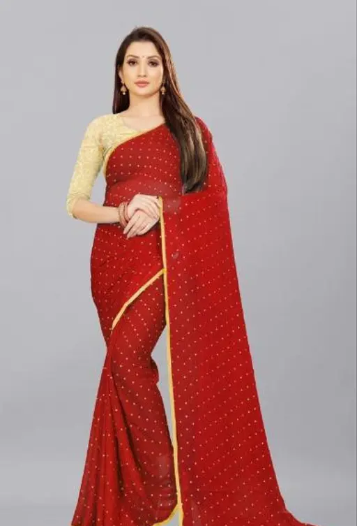 Foil Printed Chiffon Silk Saree