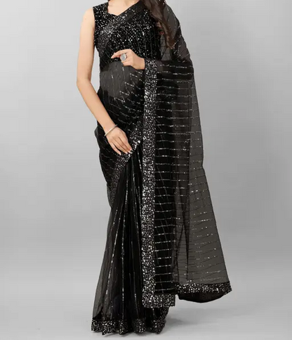 New Party Wear Sequence Net Saree