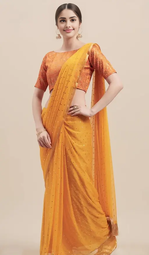 Polka dot Chiffon Saree