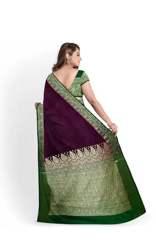 Banarasi Satin Silk Purple Jacquard Saree with Blouse