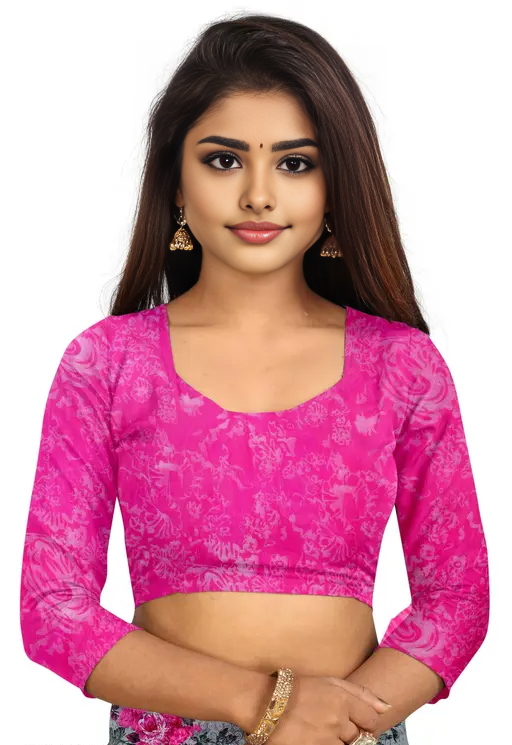 Pink Georgette Floral Print Saree for Women