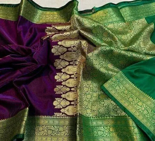 Banarasi Satin Silk Purple Jacquard Saree with Blouse