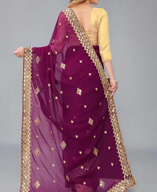 Heavy Kaju Design Embroidery Work Saree