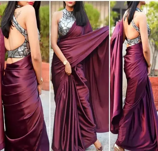 HOT Fashion Shining Saree with Digital Printed Blouse for Stylish Women