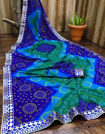 Kanooda Prints Bandhani Print Heavy Designer Georgette Saree with Blouse Piece