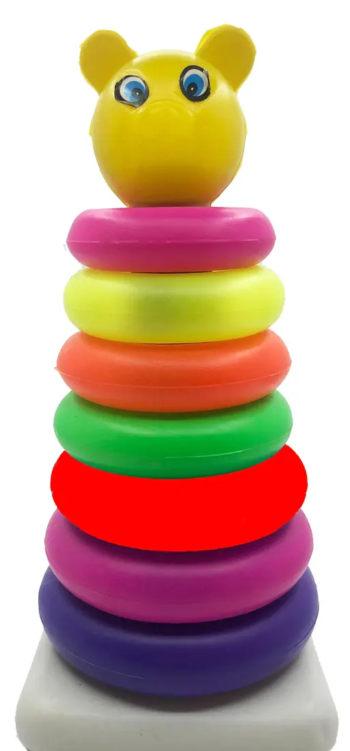 7 Ring Toys Teddy Rings - New Born Rock-a-Stack Toddler Stack (Multicolor)