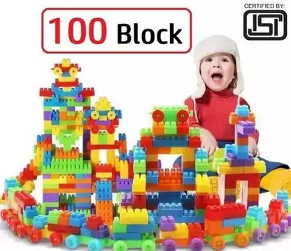 ARIZON Building Blocks Toy Set - 100+ Pcs (4 Cars, 16 Wheels, 80+ Blocks)