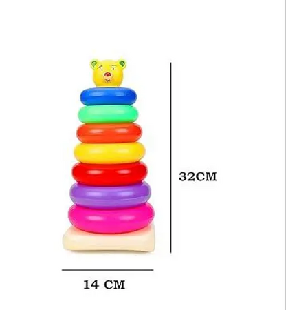 7 Ring Toys Teddy Rings - New Born Rock-a-Stack Toddler Stack (Multicolor)