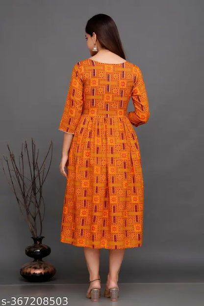 Women's Printed Rayon Anarkali Kurti